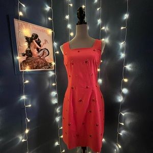 Vintage Flowery Orange Dress